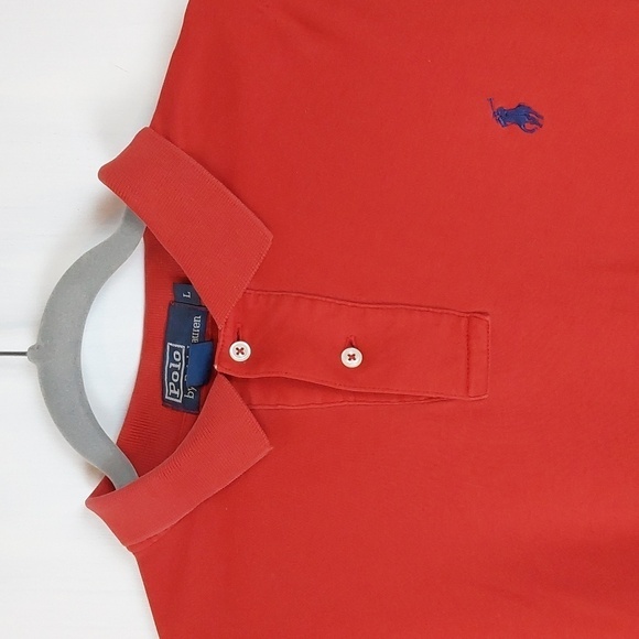 Polo Ralph Lauren Blue Label Red Polo Blue PONY Preppy Acadamia Sz.Large - Picture 3 of 7